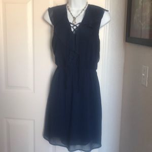 No Boundaries Navy Blue Ruffle Dress